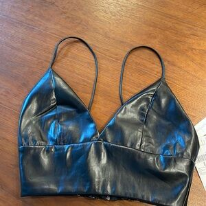 House of Harlow faux leather bra bralette size 2 black